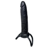 Seven creations black strap on dildo with 2 rings 6 inch - peaches and screams