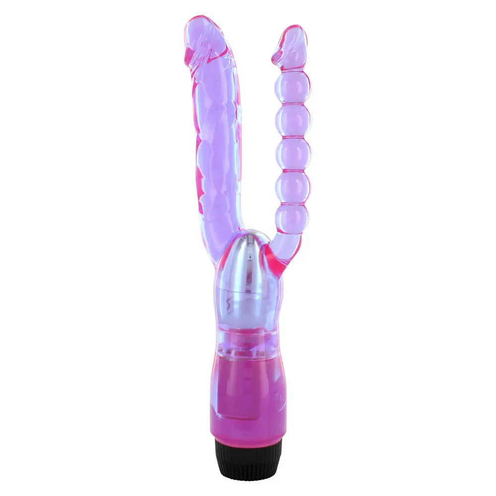 Seven creations purple double penetrating vibrator 10 inch - peaches and screams
