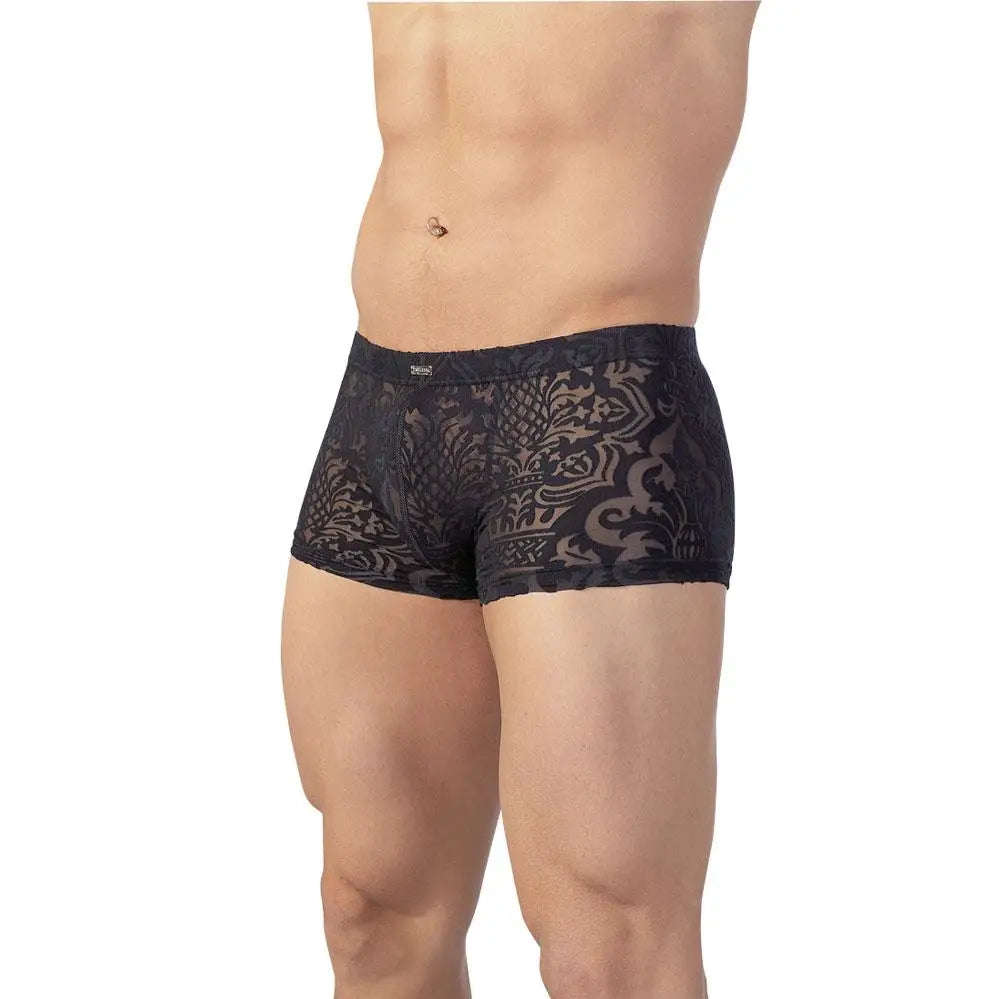 Sexy Wet Look Floral Black Patterned Brief for Men - Medium - Peaches and Screams