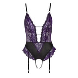 Sheer crotchless lace body lingerie one piece underwear - medium - peaches and screams