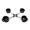 Shots black leather hand and leg cuffs with buckles - peaches and screams