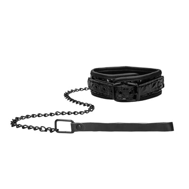 Shots Black Leather Luxury Collar With Leash And Buckles - Peaches and Screams