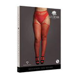 Shots nylon red plus size suspender stockings uk 14 to 20 - peaches and screams