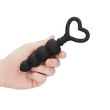 Shots silicone black anal beads with finger loop 6 inch - peaches and screams
