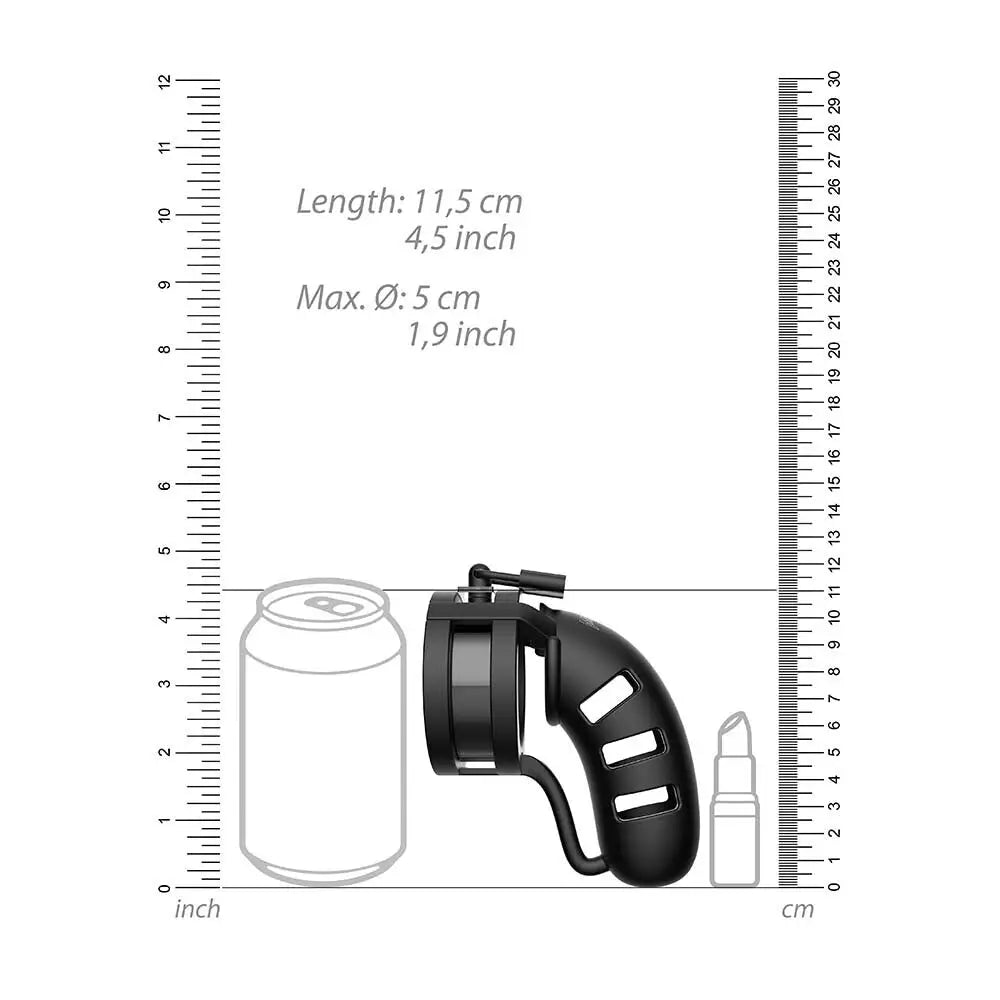 Shots silicone black male chastity cage with ball splitter - peaches and screams