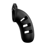 Shots silicone black male chastity cage with padlock 4.5 inch - peaches and screams