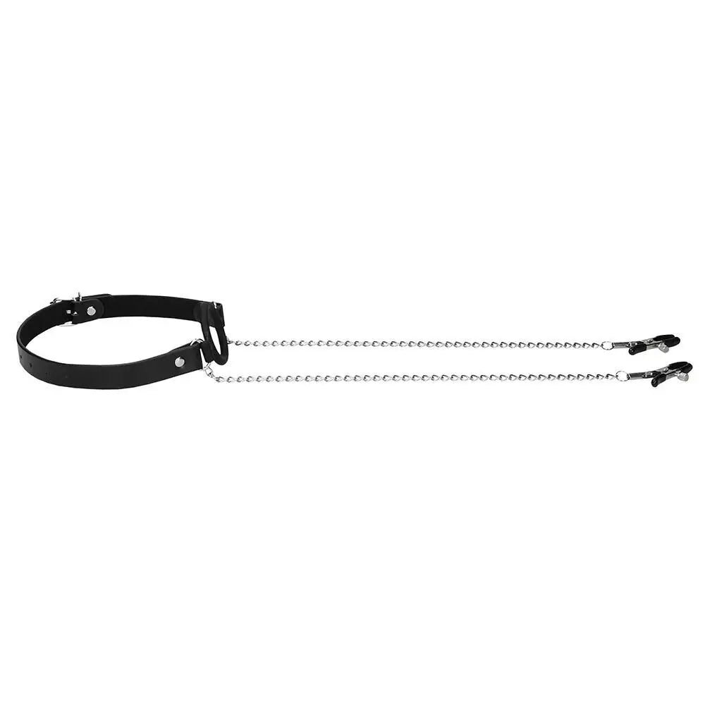 Shots silicone black o-ring bondage gag and nipple clamps - peaches and screams