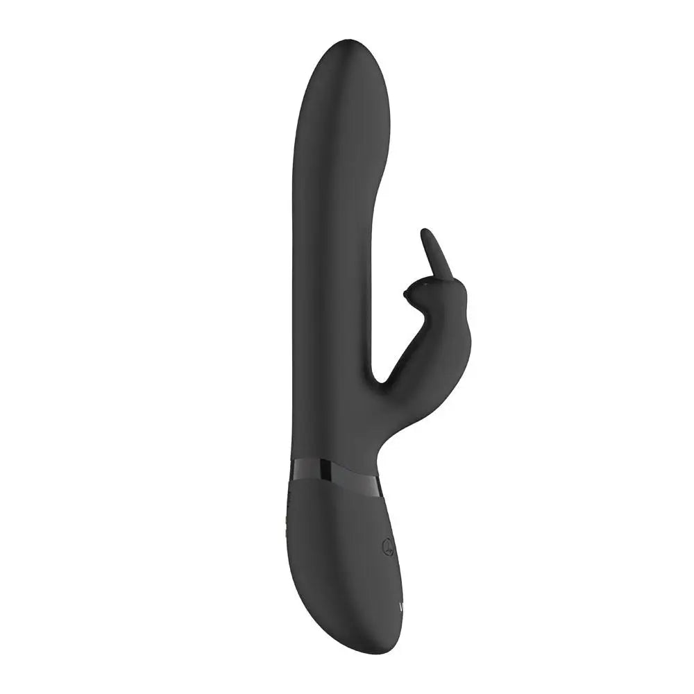 Shots silicone black rabbit vibrator with stimulating beads - peaches and screams