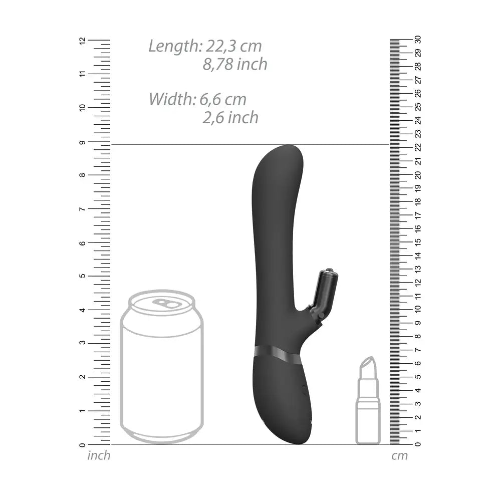 Shots silicone black rechargeable rabbit with interchangeable heads - peaches and screams