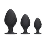 Shots silicone black swirled tapered tip butt plug set - peaches and screams