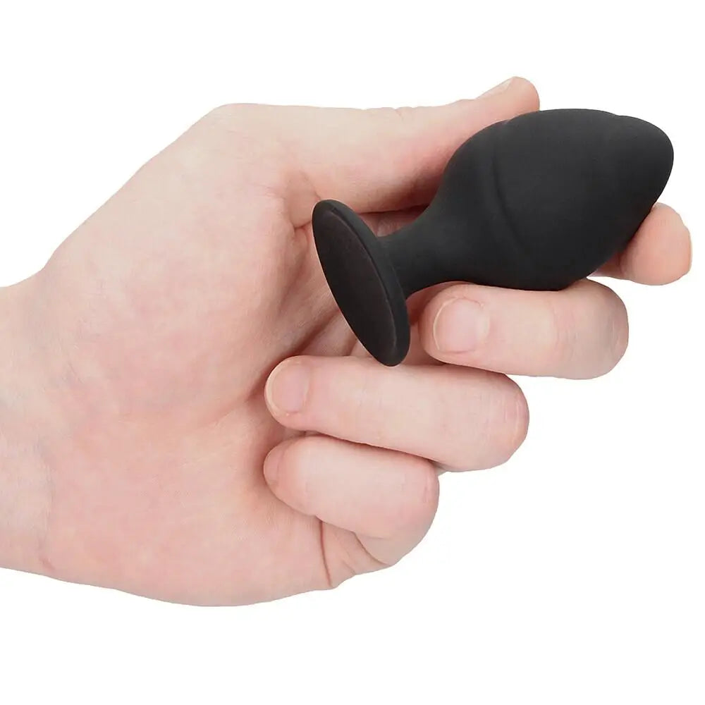 Shots silicone black swirled tapered tip butt plug set - peaches and screams