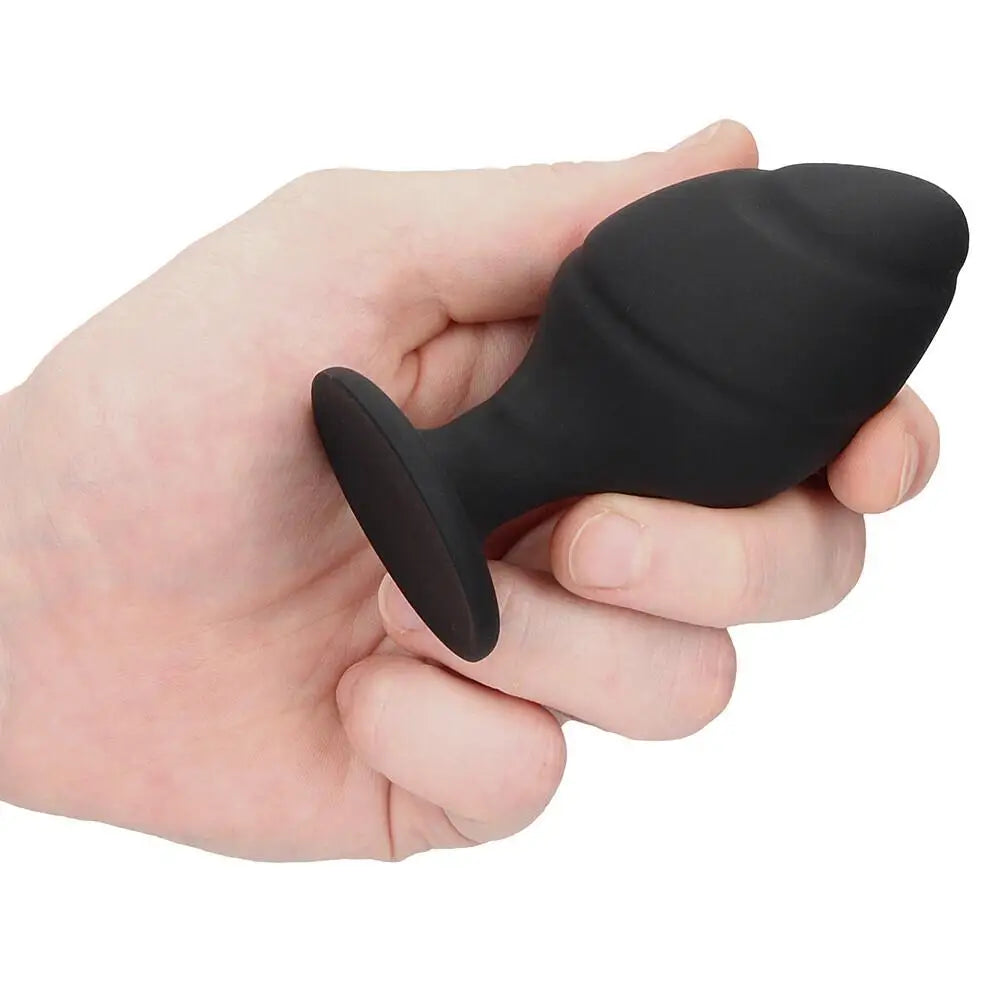 Shots silicone black swirled tapered tip butt plug set - peaches and screams