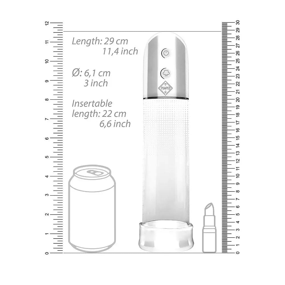 Shots silicone clear automatic vibrating penis pump 12 inch - peaches and screams