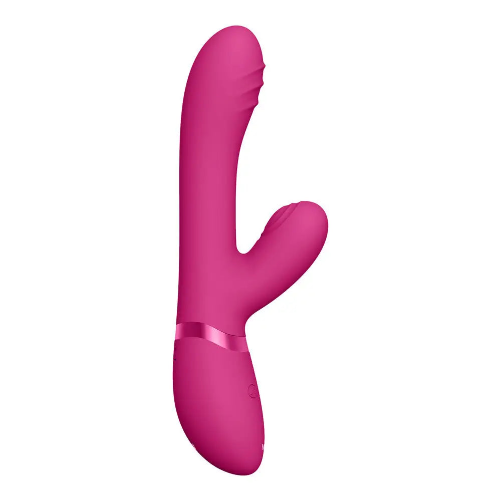 Shots silicone pink rechargeable rabbit triple action vibrator - peaches and screams