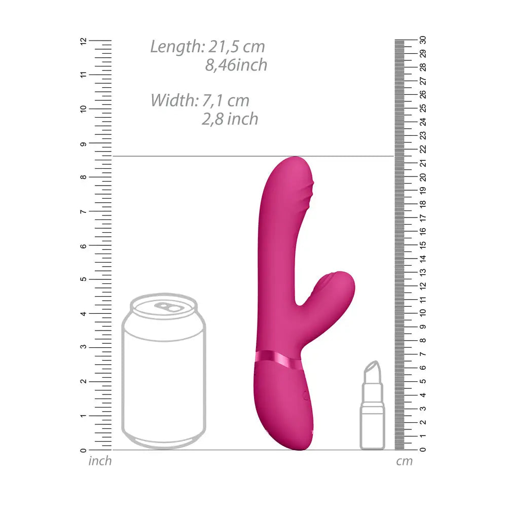 Shots silicone pink rechargeable rabbit triple action vibrator - peaches and screams