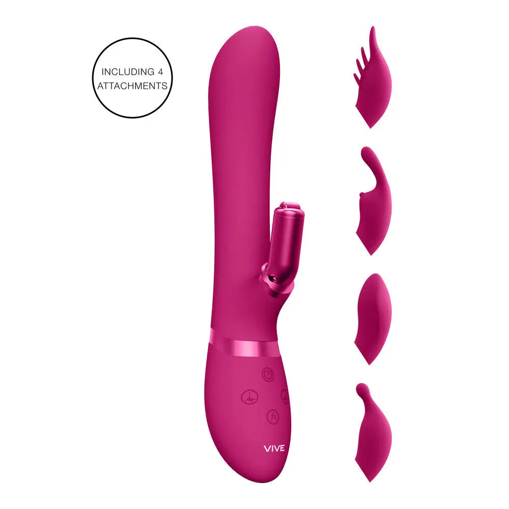Shots silicone pink rechargeable rabbit with interchangeable heads - peaches and screams