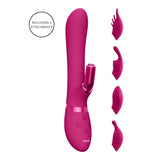 Shots silicone pink rechargeable rabbit with interchangeable heads - peaches and screams