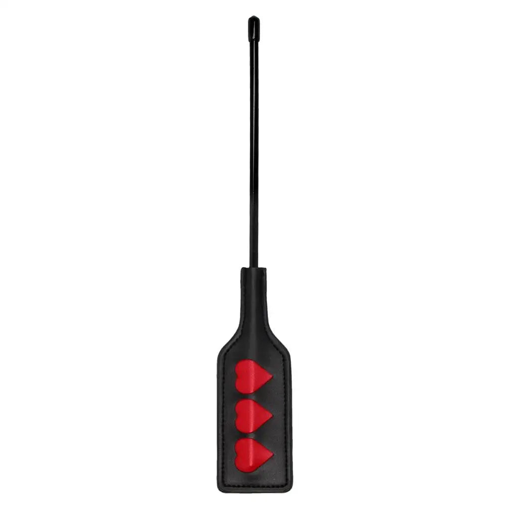 Shots toys black leather 12 inch heart bondage crop - peaches and screams