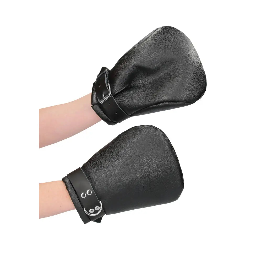 Shots toys black neoprene lined mittens for puppy play - peaches and screams