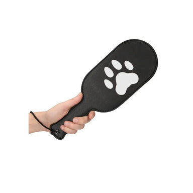 Shots Toys Leather Black Bondage Puppy Paw Paddle - Peaches and Screams