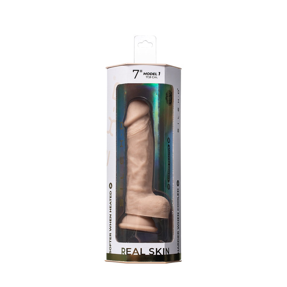 Silexd 7 inch liquid silicone dildo with suction cup - realistic dildos peaches and screams