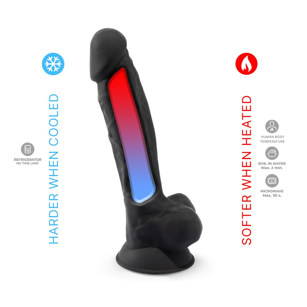 Silexd 7 inch realistic silicone dual density dildo with suction cup and balls black - realistic dildos peaches and screams
