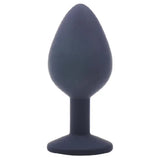 Silicone black medium jewelled butt plug with diamond base - peaches and screams