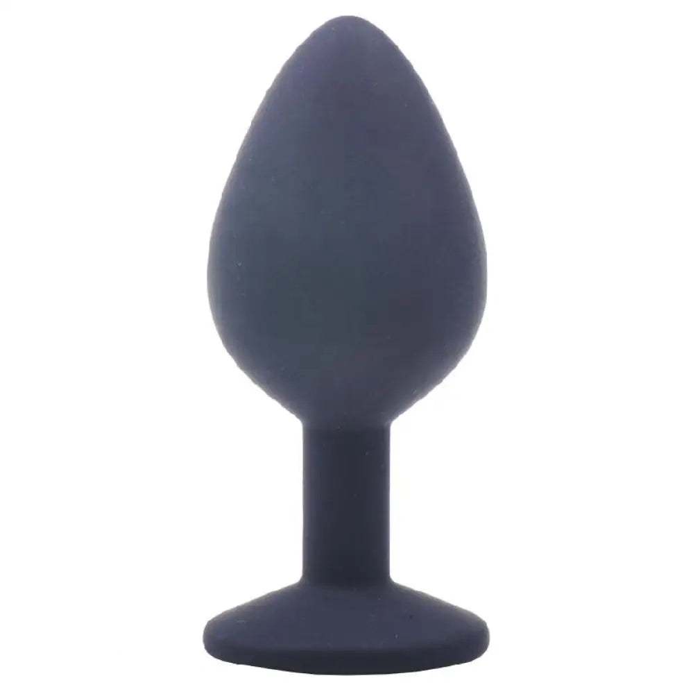 Silicone black medium jewelled butt plug with diamond base - peaches and screams