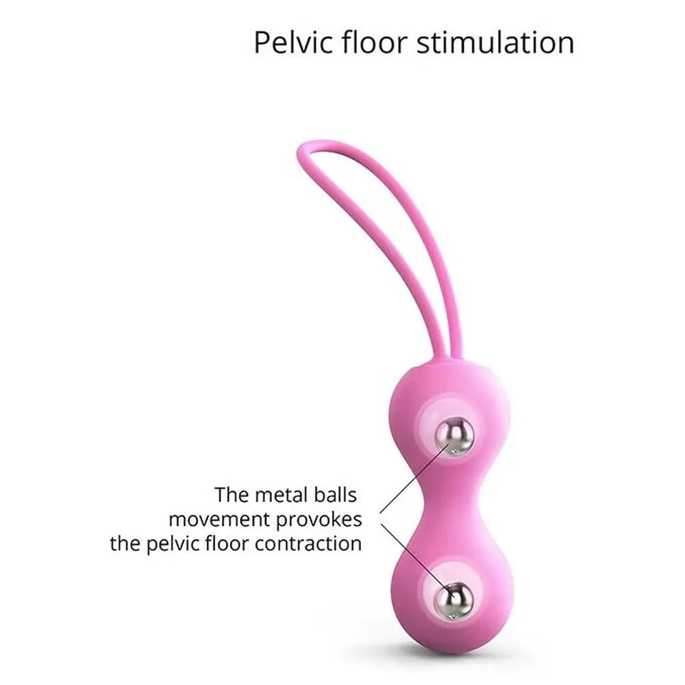 Silicone pink kegel balls with string for pelvic training - peaches and screams