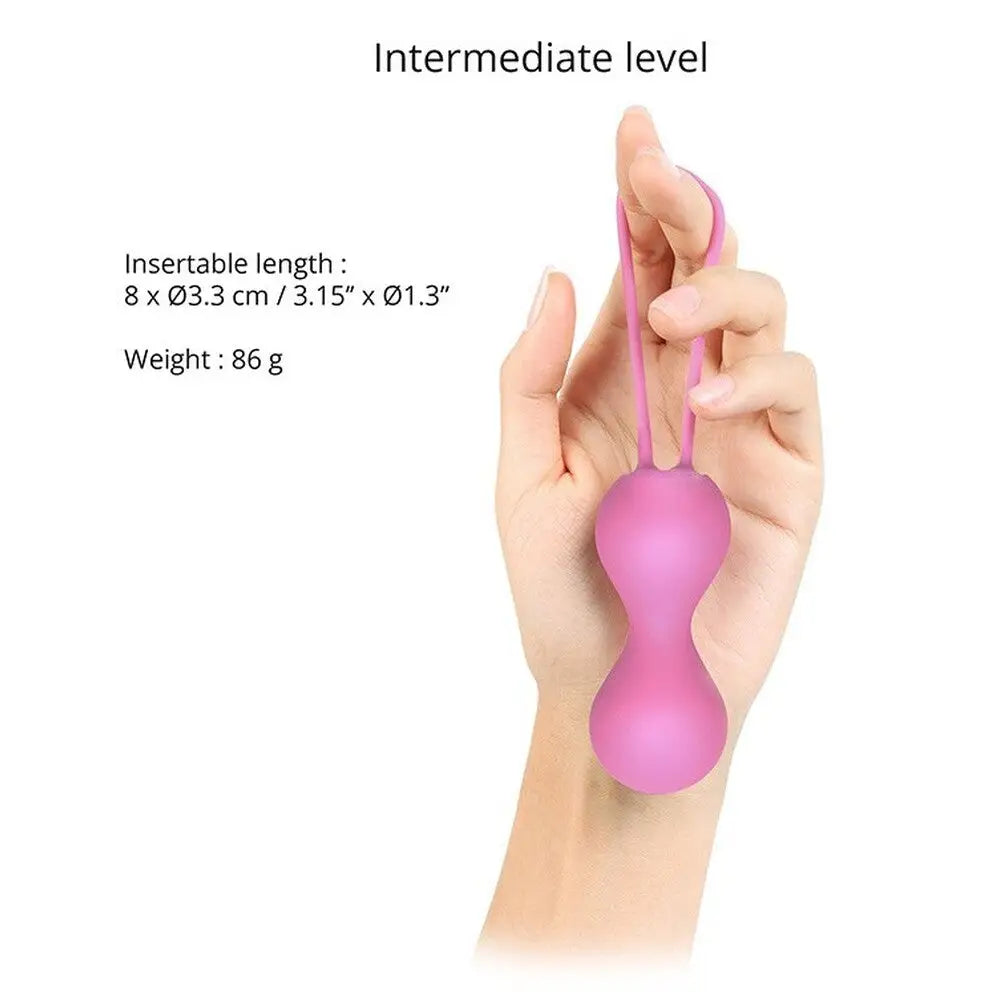 Silicone pink kegel balls with string for pelvic training - peaches and screams