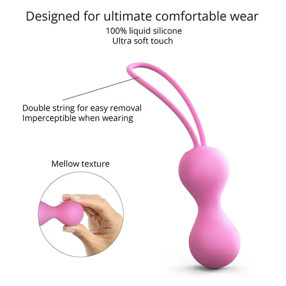 Silicone pink kegel balls with string for pelvic training - peaches and screams