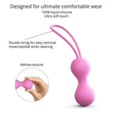 Silicone pink kegel balls with string for pelvic training - peaches and screams