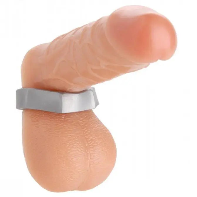 Silver Hex Heavy Duty Cock Ring And Ball Stretcher - Peaches and Screams