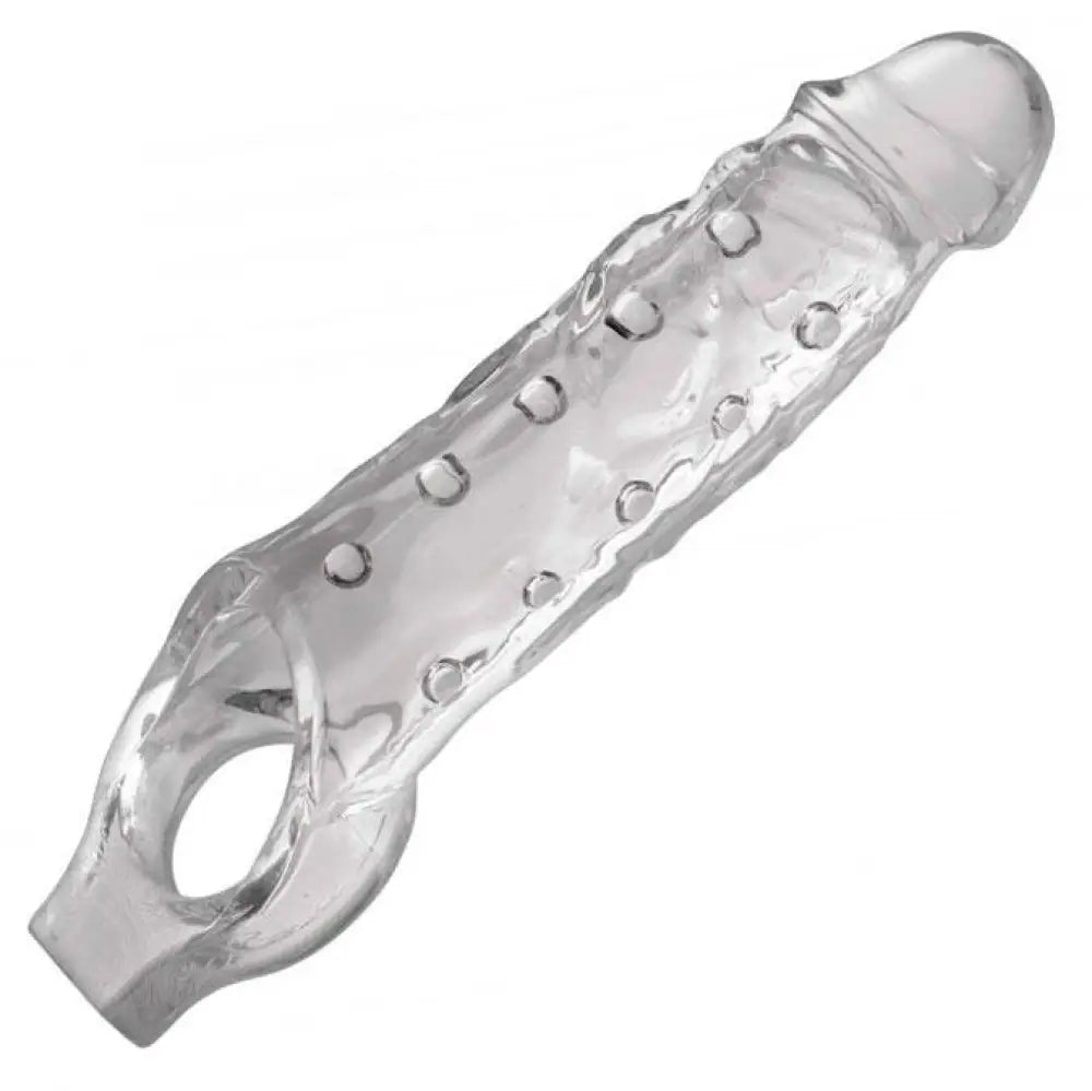Size matters 6.5 inch clear penis extender sleeve texture - peaches and screams