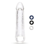 Size up clear penis 3 inch extender for visual stimulation - peaches and screams
