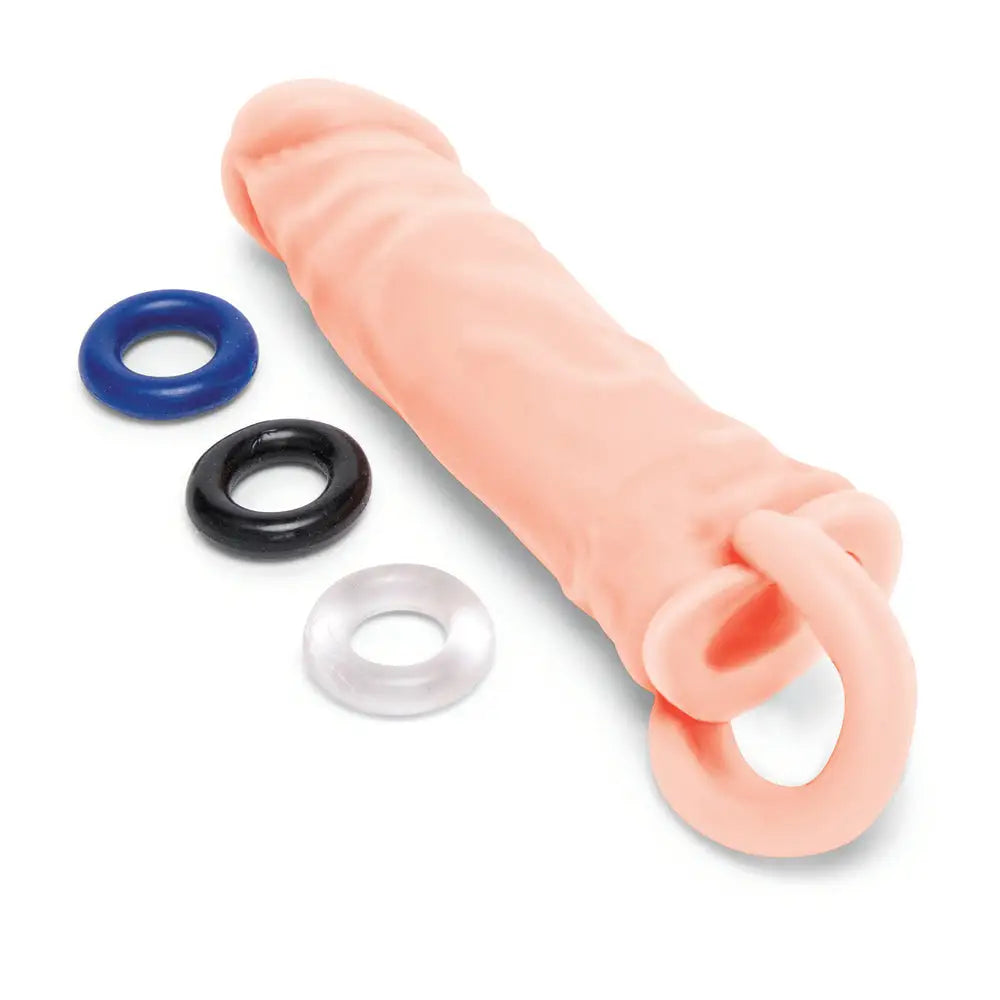 Size up silicone realistic 1 inch extender for girth - peaches and screams