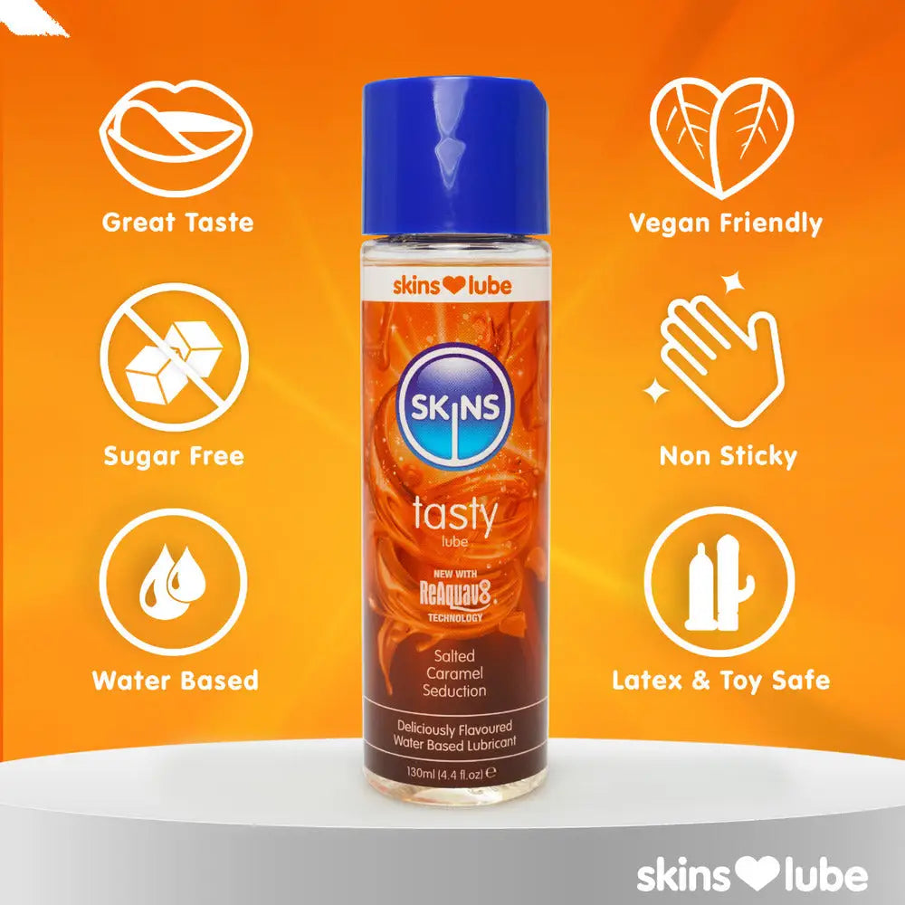 Skins salted caramel seduction water based lubricant 130ml - peaches and screams