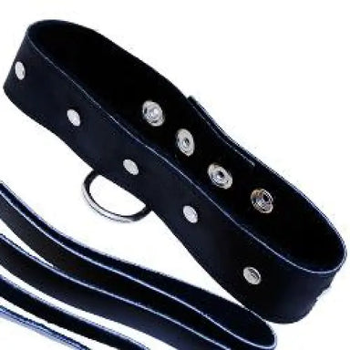 Sportsheets Black Leather Leash and Collar - Peaches and Screams