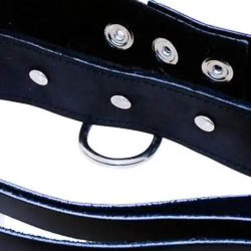 Sportsheets Black Leather Leash and Collar - Peaches and Screams