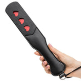 Sportsheets leather black heart paddle for spanking play - peaches and screams