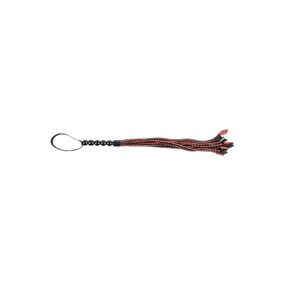 Sportsheets saffron braided red leather flogger - peaches and screams