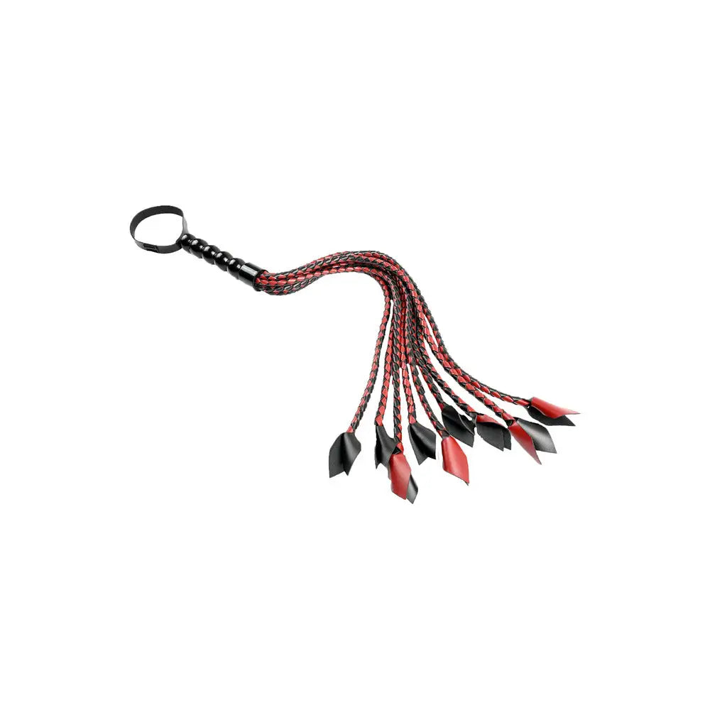 Sportsheets saffron braided red leather flogger - peaches and screams