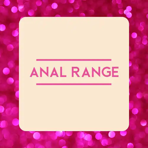 Square cream-colored card with ’ANAL RANGE’ written in pink text.