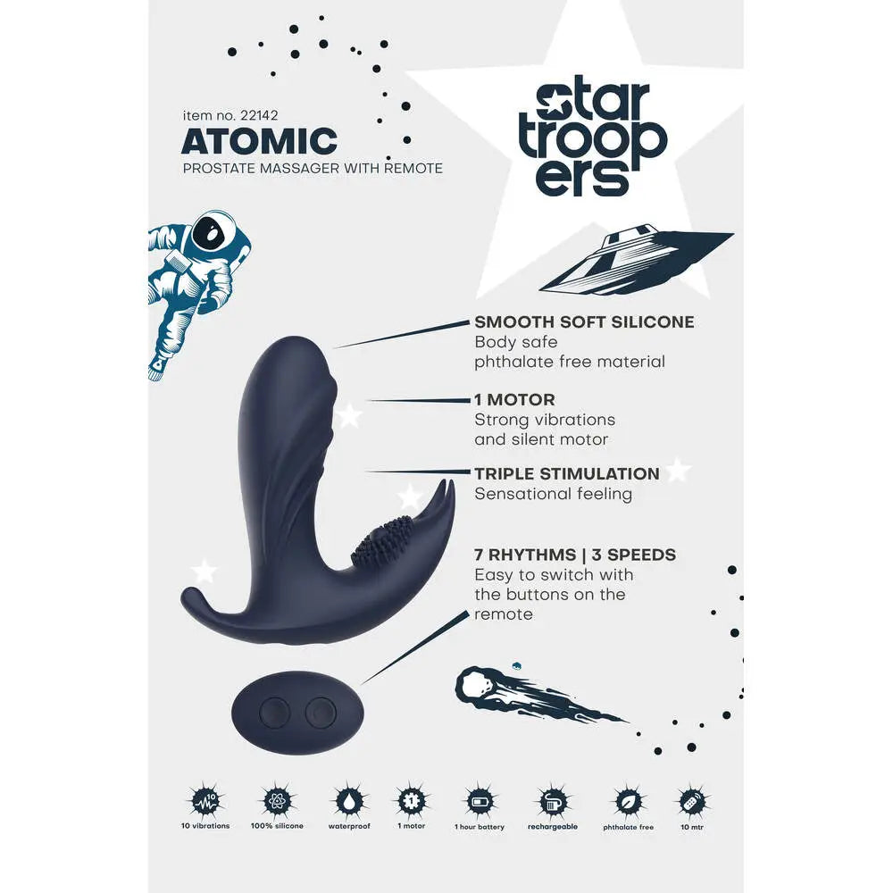 Startroopers atomic prostate massager with 10 vibrations - peaches and screams