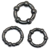 Stretchy black beaded set of 3 cock rings for men - peaches and screams