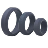 Stretchy triple black silicone cock ring set 3 pack - peaches and screams