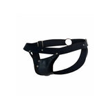 Studded black leather male peekaboo jockstrap one size - peaches and screams
