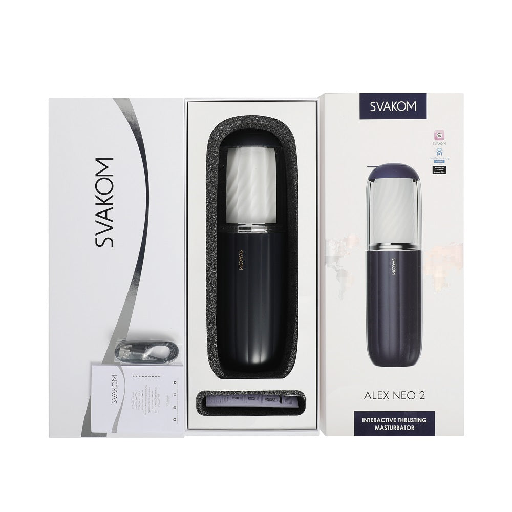 Svakom alex neo 2 interactive app controlled thrusting male masturbator - male masturbators peaches and screams