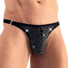 Svenjoyment black string thong with rhinestones for men - small - peaches and screams