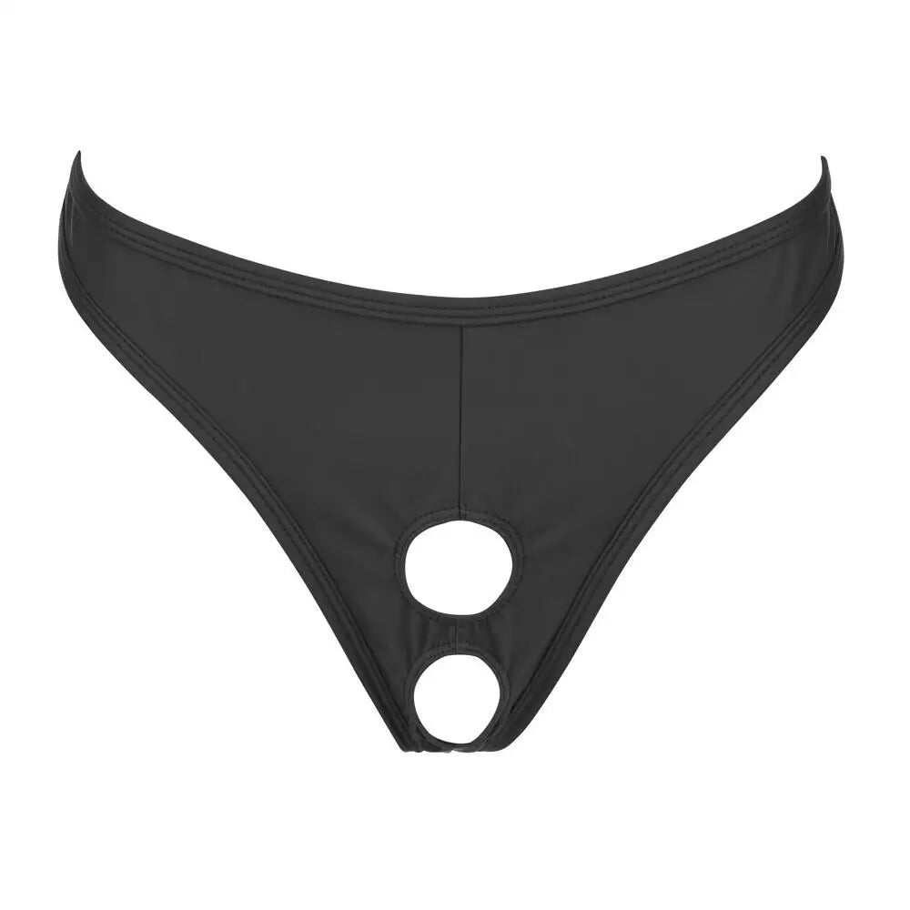 Svenjoyment stretchy sexy black crotchless g string for men - large - peaches and screams